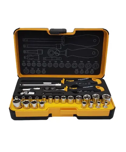 Набор головок с трещоткой и отверткой 1/4" ERGONIC в кейсе, 27 шт Felo 05782706 - Ros-Electric