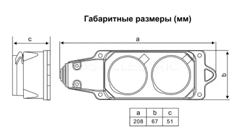 Розетка двухместная с заглушками каучук 2Р+РЕ 16А 220В IP44 HLT ELECTRIC 083-05-05 - Ros-Electric