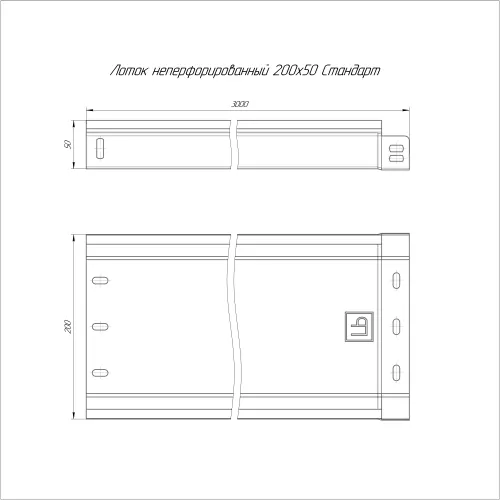 Лоток неперфорированный Стандарт 200х50х3000 (0,8 мм) RAL 9003 (12 м/уп) Промрукав PR16.10305 - Ros-Electric