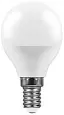 Лампа светодиодная FERON LB-550, G45 (шар малый), 9W 230V E14 2700К (белый теплый), рассеиватель мат 25801 FERON