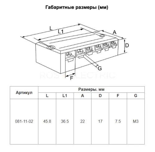 Блок зажимов ТВ-1503 15A HLT ELECTRIC 081-11-02 - Ros-Electric