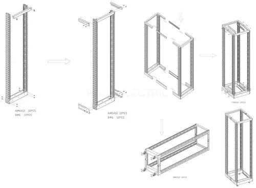 RA-47U-1000-BK Открытая стойка 19",47U,двухрамная,усиленная,черный Cabeus 10162c - Ros-Electric