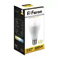 Лампа светодиодная FERON LB-100, A65 (шар), 25W 230V E27 2700К (белый теплый), рассеиватель матовый  25790 FERON