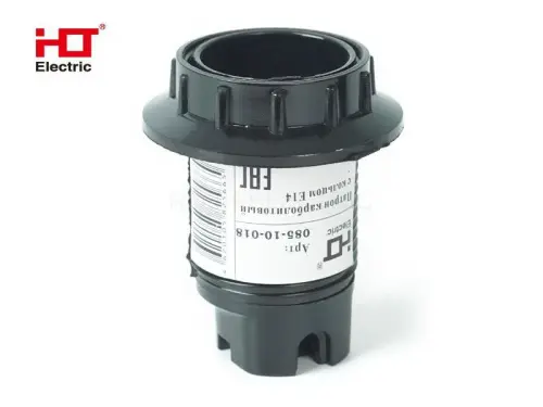 Патрон карболитовый с кольцом, Е14, черный (50 шт), стикер на изделии HLT ELECTRIC 085-10-018 - Ros-Electric