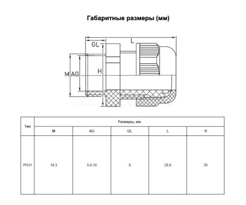Метрическая резьба  PG11 диаметр проводника 5-10мм IP68 HLT ELECTRIC 083-02-03 - Ros-Electric