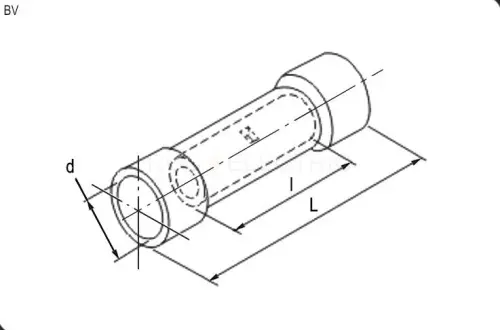 Гильза соединительная изолированная в пвх корпусе BV1, 19 А, 22-16 AWG, 0.5-1.5 мм2, медь луженая, к Ruichi 61218 - Ros-Electric