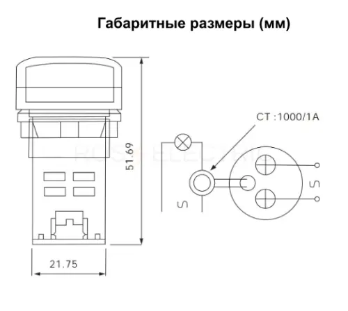 Индикатор значения тока и напряжения AD-22 (LED) d22мм зеленый IP54 HLT ELECTRIC 085-06-260 - Ros-Electric