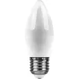 Лампа светодиодная FERON LB-570, C37 (свеча), 9W 230V E27 4000К (белый), рассеиватель матовый белый, 25937 FERON
