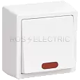 ВС20-1-1-ББ Выключатель одноклавишный со свет.индикатором для открытой установки белого цвета EVB11-K01-10-DC IEK/ИЭК
