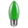Лампа светодиодная FERON LB-376, C35 (свеча), 1W 230V E27 (зеленый), рассеиватель матовый зеленый, у 25926 FERON