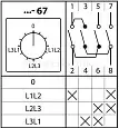 Кулачковый переключатель КПУ11-10/67 (V: 0-L1L2-L2L3-L1L3) SQ0715-0079 TDM/ТДМ