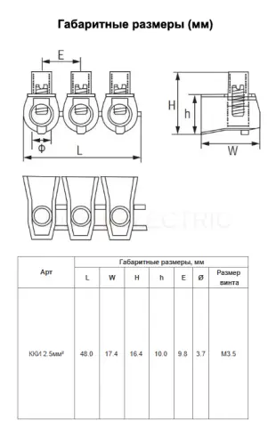 Клеммник концевой изолированный ККИ 2.5мм² (5х1) HLT ELECTRIC 081-14-01 - Ros-Electric