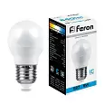 Лампа светодиодная FERON LB-550, G45 (шар малый), 9W 230V E27 6400К (дневной), рассеиватель матовый  25806 FERON