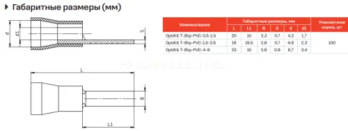 Наконечник штыревой плоский OptiKit T-Shp-PVC-4,0-6,0(100шт) КЭАЗ 278023 - Ros-Electric