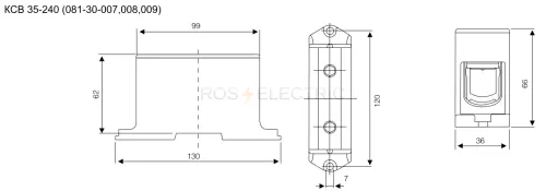 Клемма силовая вводная КСВ 35-240 серая HLT ELECTRIC 081-30-007 - Ros-Electric
