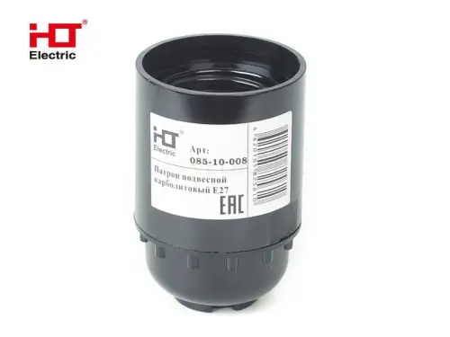 Патрон подвесной карболитовый, Е27, черный (50 шт), стикер на изделии HLT ELECTRIC 085-10-008 - Ros-Electric