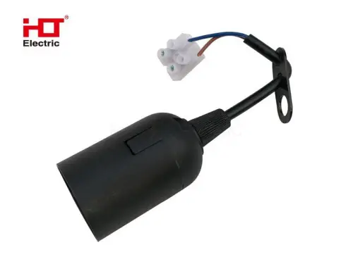 Патрон Е27 подвесной с шнуром пластик черный HLT ELECTRIC 085-11-105 - Ros-Electric