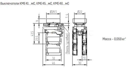 Кнопка D22 КМЕ4101мС-зеленый-0но+1нз-цилиндр-IP40 КЭАЗ 354438 - Ros-Electric
