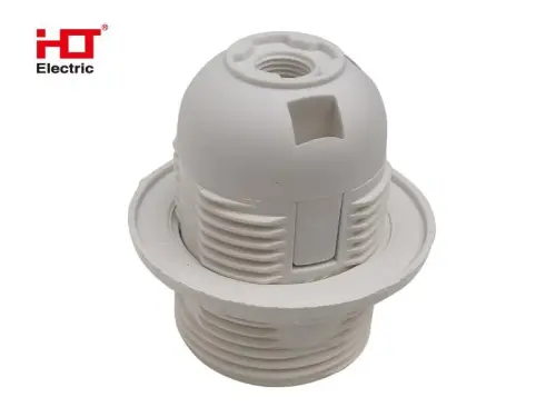 Патрон Е27 с кольцом пластик белый HLT ELECTRIC 085-11-103 - Ros-Electric