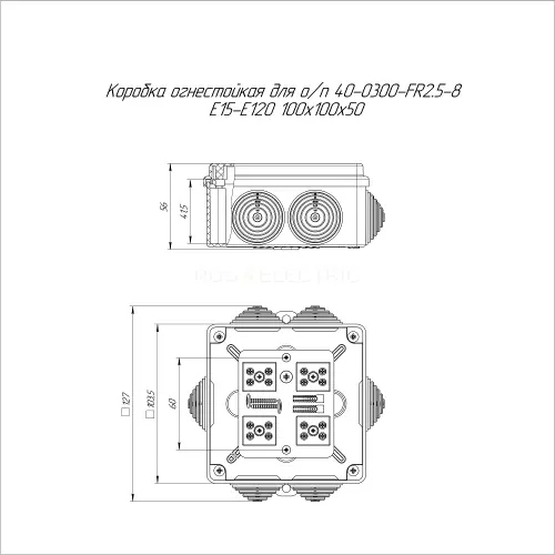 Коробка огнестойкая для о/п 40-0300-FR2.5-8 Е15-Е120 RAL9005 100х100х50 (14 шт/кор) Промрукав 40-0300-9005-FR2.5-8 - Ros-Electric