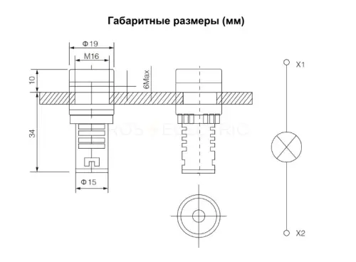 Лампа AD16-16DS(LED)матрица d16мм желтый 230В IP40 HLT ELECTRIC 085-06-02 - Ros-Electric