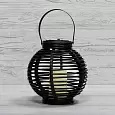 Декоративный фонарь на солнечной батарее 20х20х22 см, черный плетеный корпус, теплый белый цвет свеч 501-143 NEON-NIGHT
