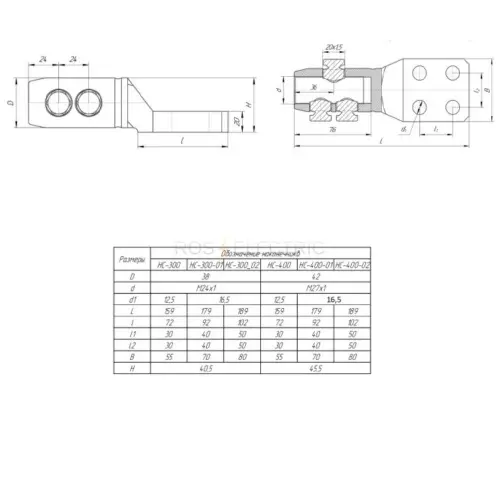 Наконечник болтовой НС 400-02 (до 20 кВ) (1 шт/уп) Промрукав PR08.32479 - Ros-Electric