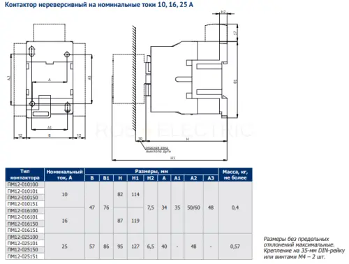Контактор ПМ12-010100 УХЛ4 В, 110В, (1з) КЭАЗ 315084 - Ros-Electric