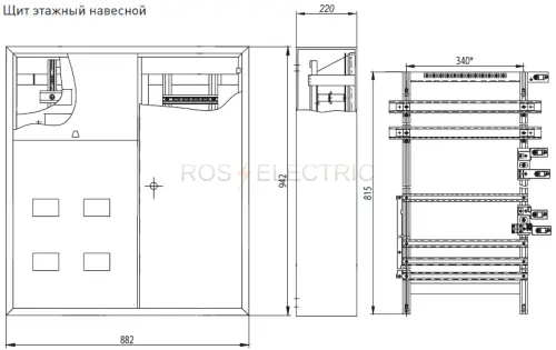 Щит этажный 4 квартирный навесной (945х880х220) EKF mb05-06-10 - Ros-Electric