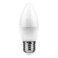 Лампа светодиодная FERON LB-97, C37 (свеча), 7W 230V E27 4000К (белый), рассеиватель матовый белый,  25759 FERON