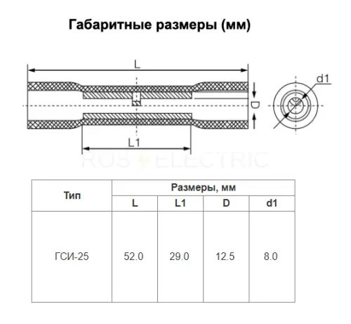 Соединительные наконечники-гильзы ГСИ 16 синий (уп./100 шт) HLT ELECTRIC 084-13-054 - Ros-Electric