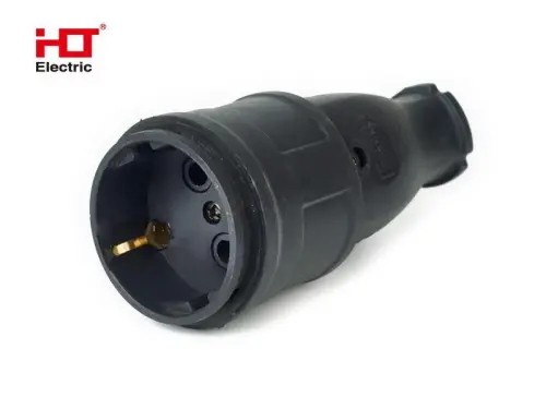 Розетка переносная с заглушкой каучук 2Р+РЕ 16А 250В IP44 HLT ELECTRIC 083-05-02 - Ros-Electric