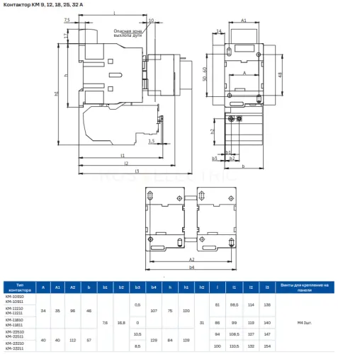 Контактор КМ-22510-25А-110В-1НО КЭАЗ 329771 - Ros-Electric