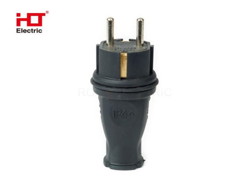 Вилка прямая каучук 2Р+РЕ 16А 250В IP44 HLT ELECTRIC 083-05-01 - Ros-Electric