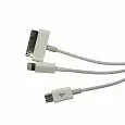 USB кабель 3 в 1 только для зарядки iPhone 5/iPhone 4/microUSB белый 18-1126 REXANT